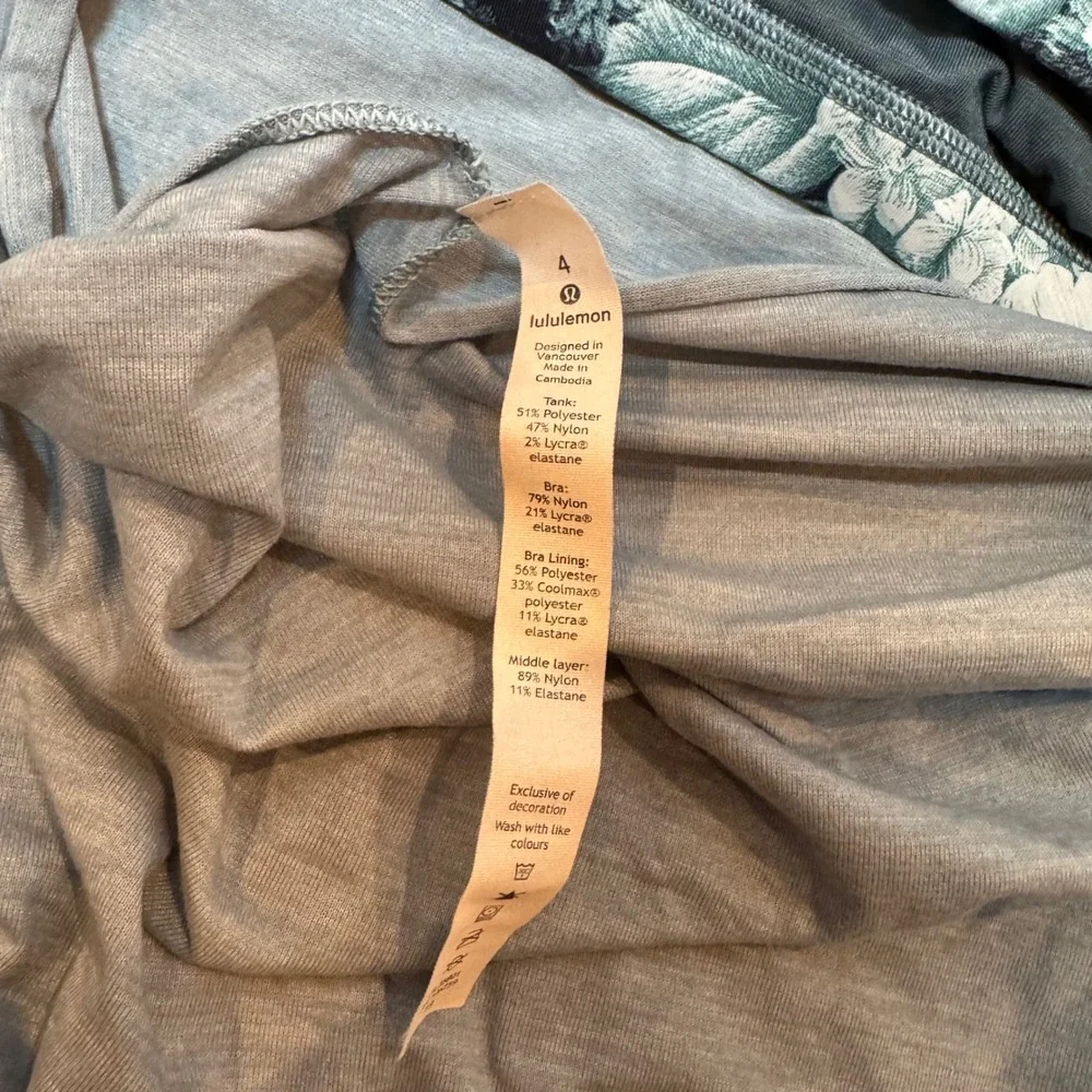 Peloton Lululemon Slay The Studio 2-In-1 Tank Heathered Blue Cast Women‎ Size 4